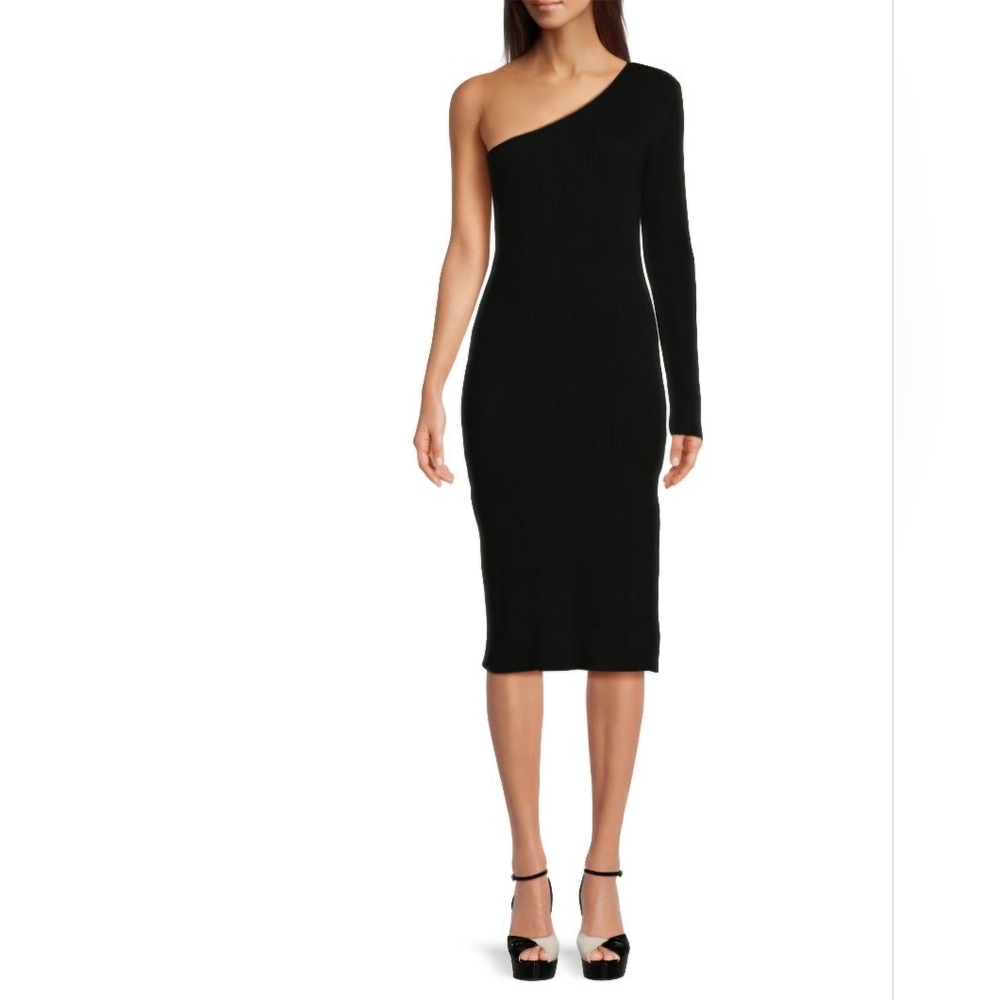 AREA STARS - One Shoulder Knit Midi Sheath Dress
